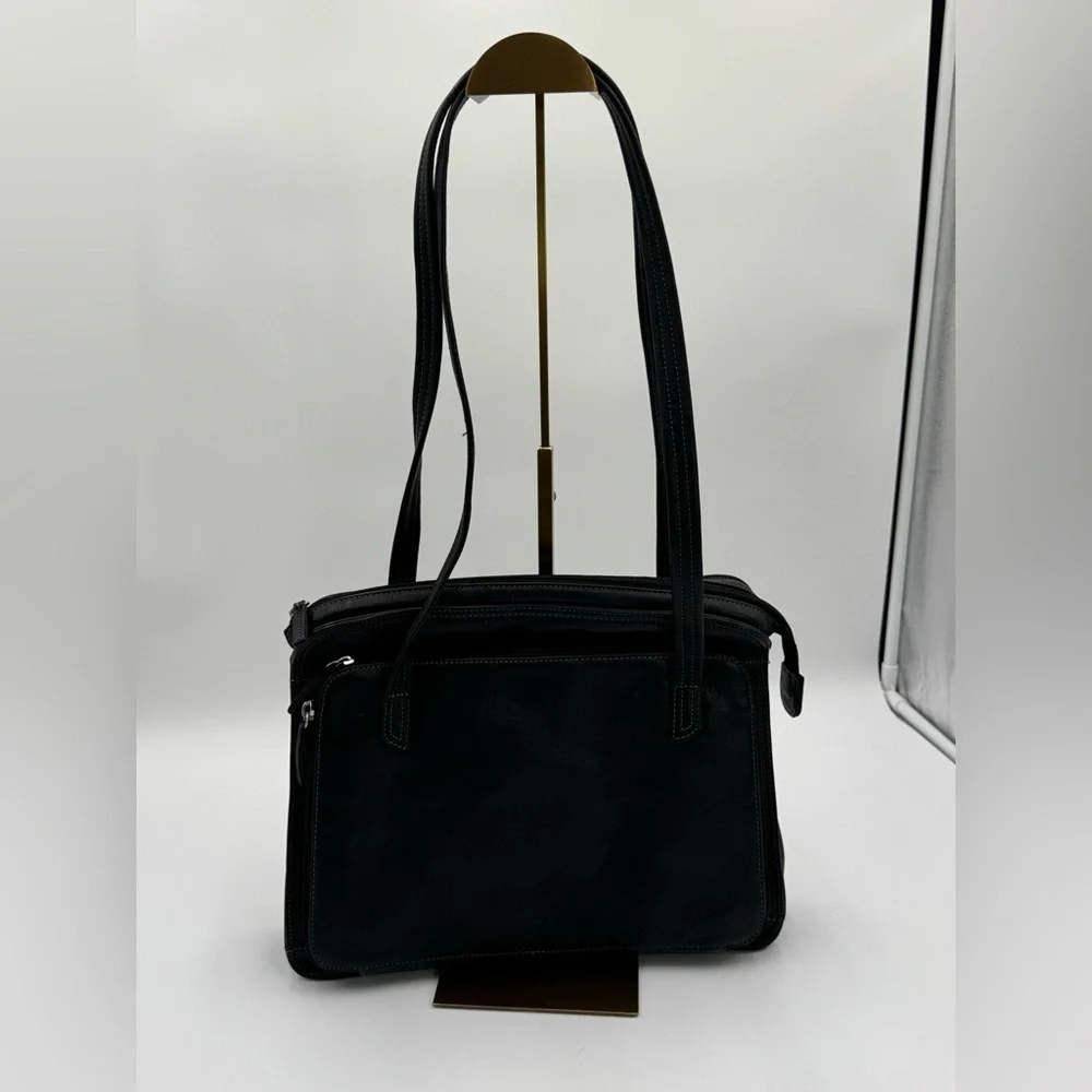 Leather Briefcase Laptop Shoulder Bag Purse Black